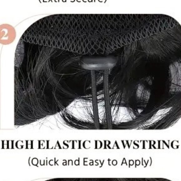 Elegant Women's 8-Inch Silvey Gray Drawstring Messy Bun Chignon Extension - Picture 6 of 8